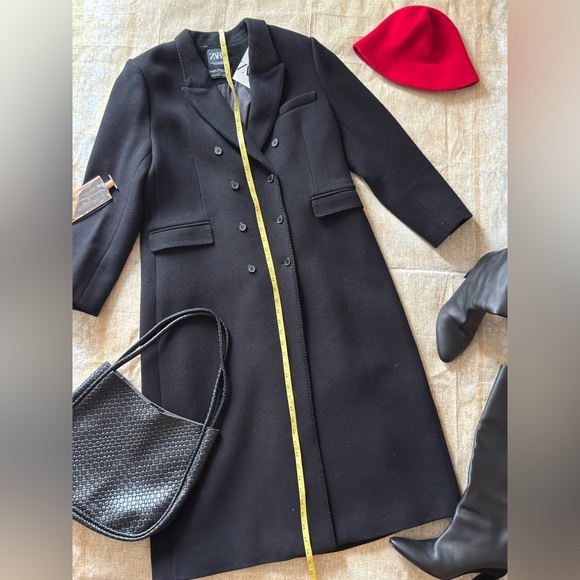 Zara NWT Manteco double- breaste black Wool coat - Picture 11 of 16